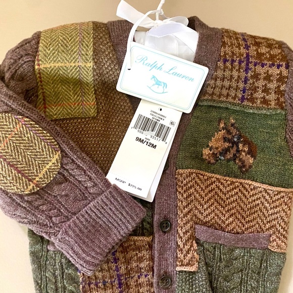 *NEW* Ralph Lauren Baby Collection Brown Cardigan - Picture 2 of 3